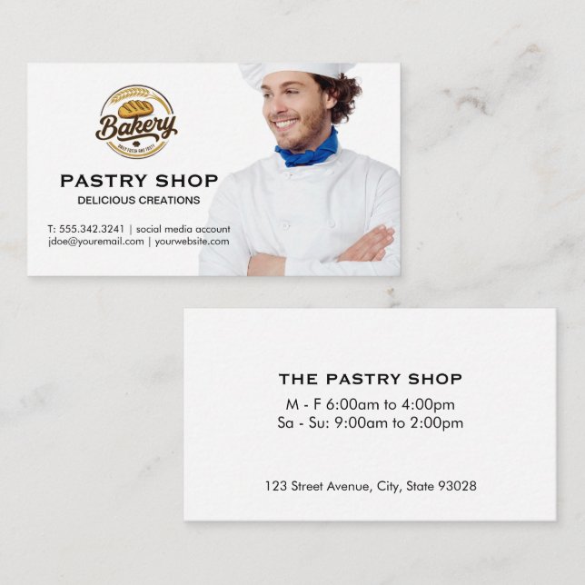 Chef Smiling | Bakery Logo Business Card (Front/Back)