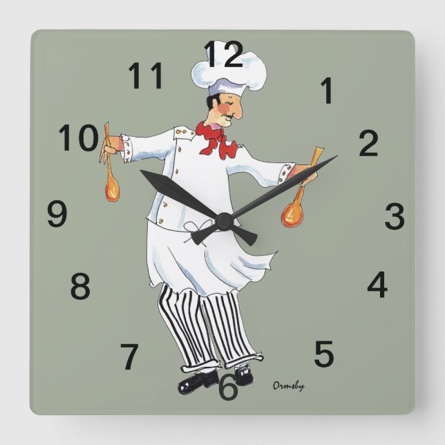Chef Tossing Wall Clock (Front)