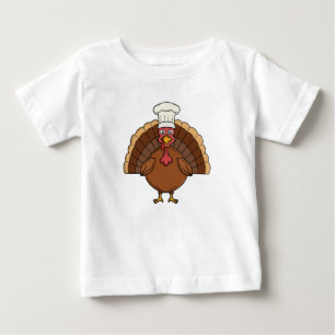 Chef Turkey Cartoon Thanksgiving Baby T-Shirt