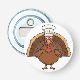 Chef Turkey Cartoon Thanksgiving Bottle Opener