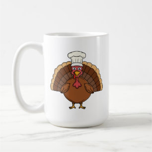 Chef Turkey Cartoon Thanksgiving Coffee Mug