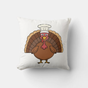 Chef Turkey Cartoon Thanksgiving Cushion