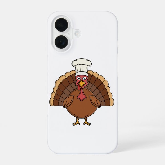 Chef Turkey Cartoon Thanksgiving iPhone 16 Case (Back)