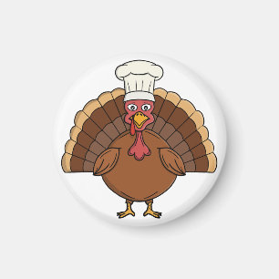 Chef Turkey Cartoon Thanksgiving Magnet