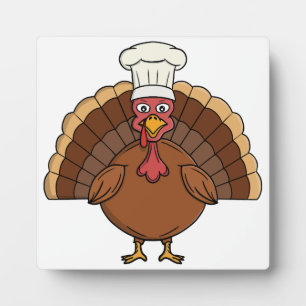 Chef Turkey Cartoon Thanksgiving Plaque
