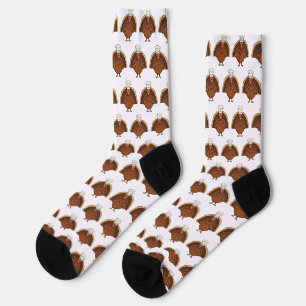 Chef Turkey Cartoon Thanksgiving Socks