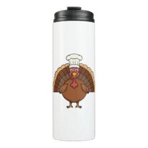 Chef Turkey Cartoon Thanksgiving Thermal Tumbler