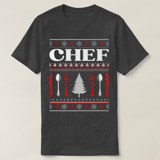 Chef Ugly Christmas Cooking Cook Matching Culinary T-Shirt (Design Front)