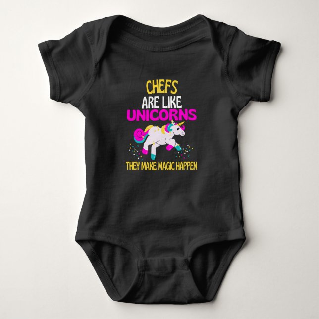 Chef Unicorn , Magical Unicorn Chefs Cooks Baby Bodysuit (Front)