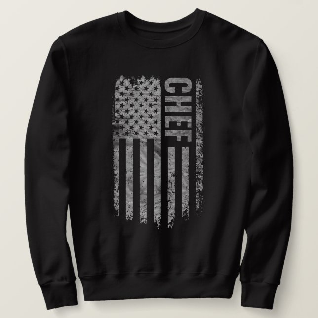 Chef USA Flag Distressed design Sweatshirt (Design Front)