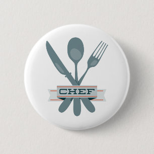 Chef Utensils 6 Cm Round Badge