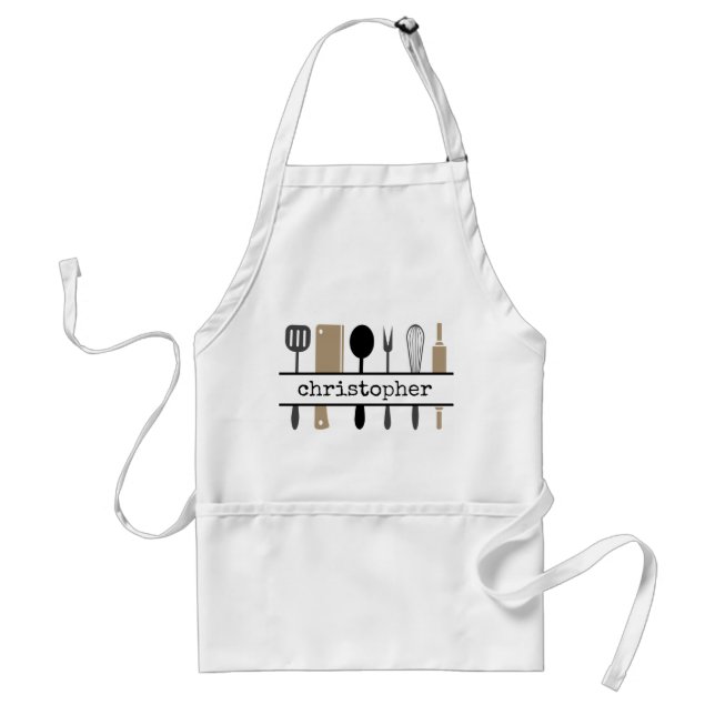 Chef Utensils Personalised Standard Apron (Front)