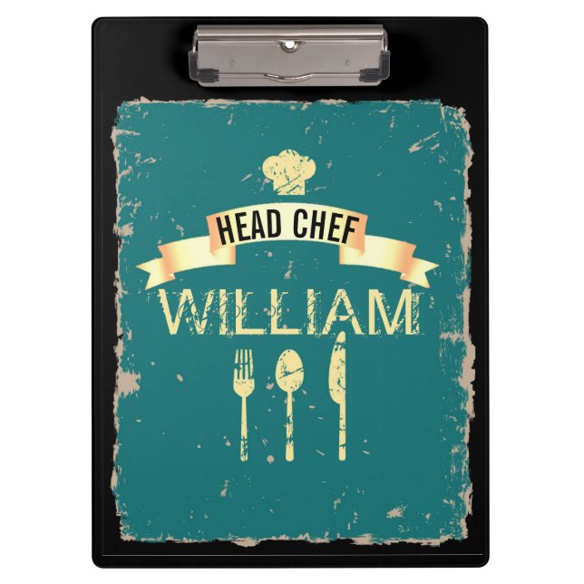 Chef vintage masculine personalised clipboard (Front)