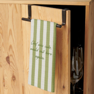 'Chef Was Cute,Would Eat Here Again' Vintage Green Tea Towel
