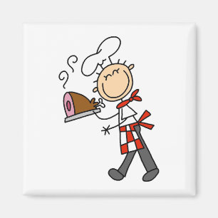 Chef With Baked Ham Magnet