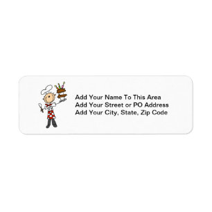 Chef With Birthday Cake Return Address Label