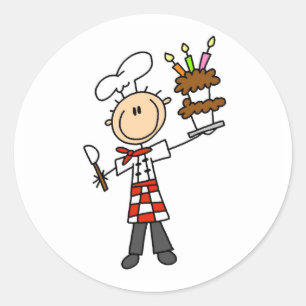 Chef with BIrthday Cake Stickers