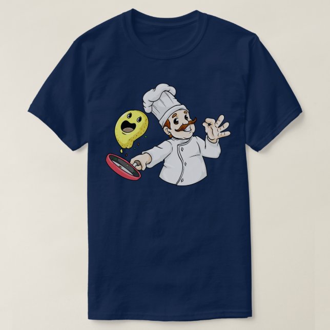 Chef with Chef hat Fried Egg and Pan T-Shirt (Design Front)