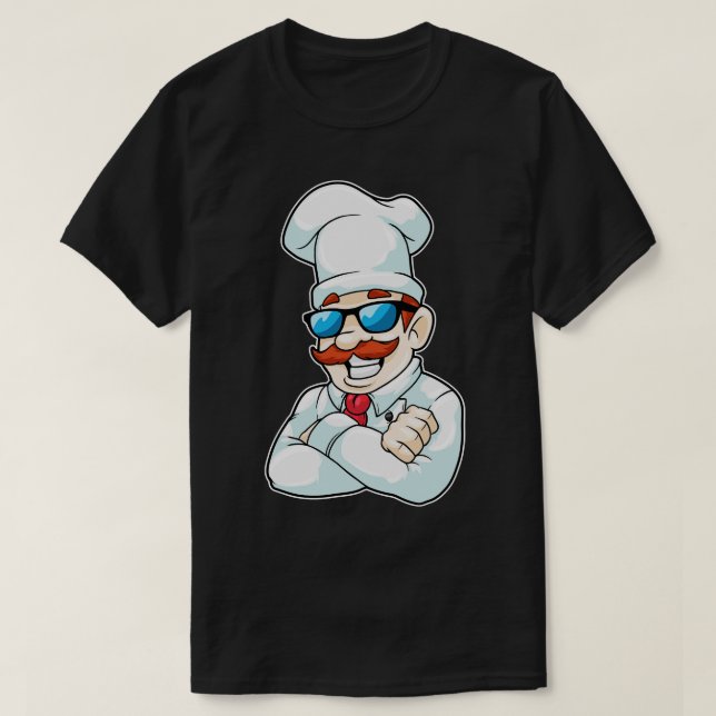Chef with Chefs hat funny Sunglasses T-Shirt (Design Front)