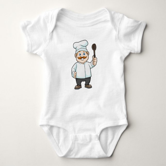 Chef with Chef's hat & Soup spoon Baby Bodysuit (Front)