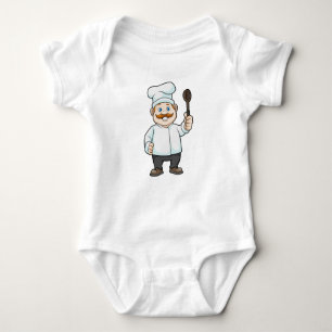 Chef with Chef's hat & Soup spoon Baby Bodysuit