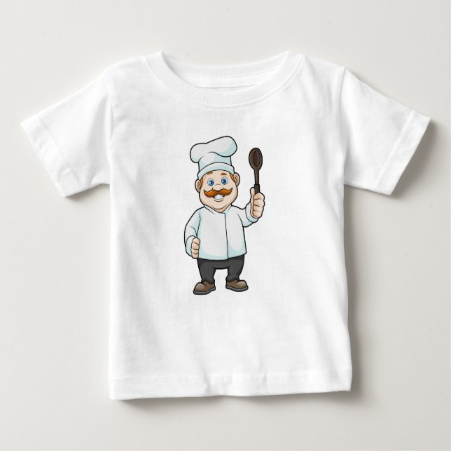 Chef with Chef's hat & Soup spoon Baby T-Shirt (Front)