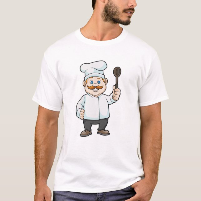 Chef with Chef's hat & Soup spoon T-Shirt (Front)