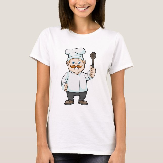 Chef with Chef's hat & Soup spoon T-Shirt (Front)