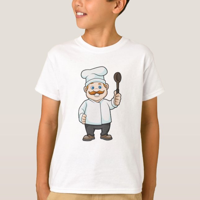 Chef with Chef's hat & Soup spoon T-Shirt (Front)