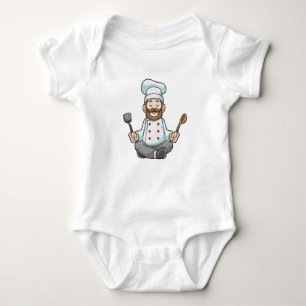 Chef with Cooking apron at Yoga Baby Bodysuit