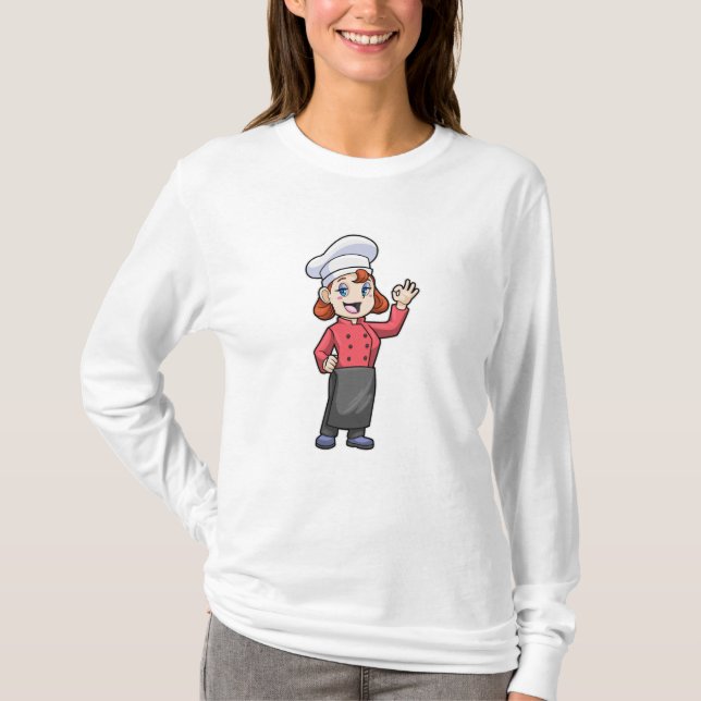 Chef with Cooking apron T-Shirt (Front)