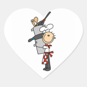 Chef With Pots and Pans Heart Sticker