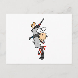 Chef With Pots and Pans Postcard