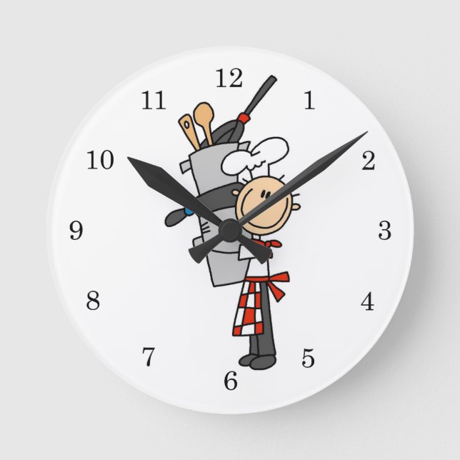 Chef With Pots and Pans Round Clock (Front)