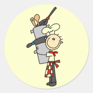 Chef with Pots and Pans Tshirts and Gifts Classic Round Sticker