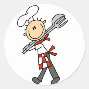 Chef With Salad Tongs Classic Round Sticker