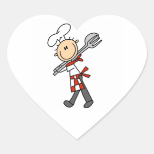 Chef With Salad Tongs Heart Sticker