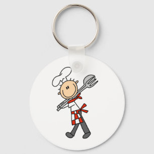 Chef With Salad Tongs Key Ring