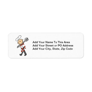 Chef With Salad Tongs Return Address Label
