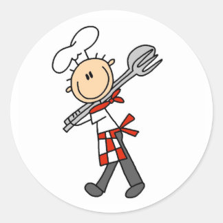Chef with Salad Tongs StickersS Classic Round Sticker