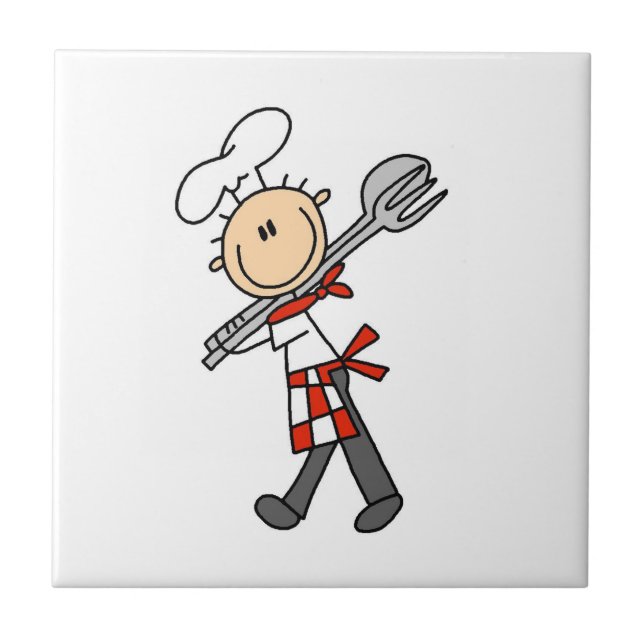 Chef With Salad Tongs Tile (Front)
