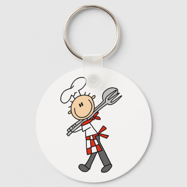 Chef with Salad Tongs Tshirts and Gifts Key Ring (Front)