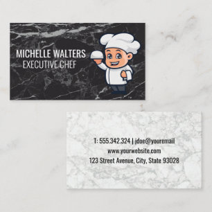 Chef with Serving Platter Marble Business Card