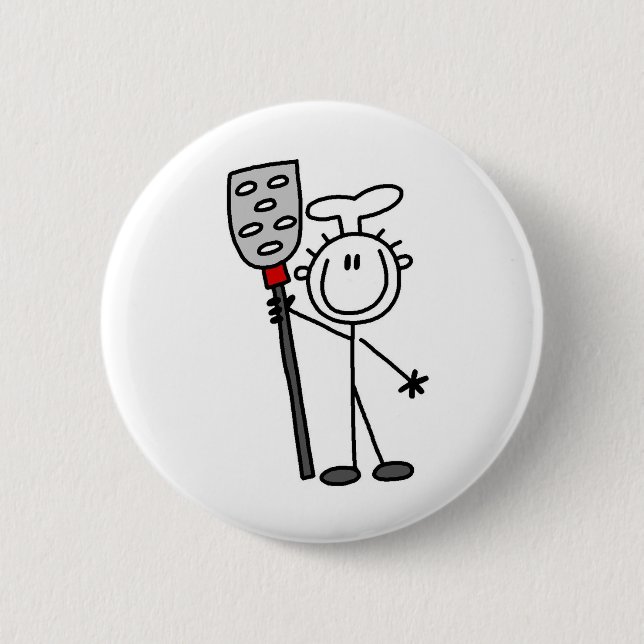 Chef with Spatula 6 Cm Round Badge (Front)