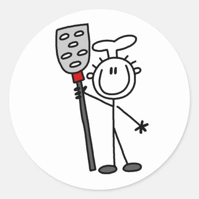 Chef With Spatula Classic Round Sticker (Front)