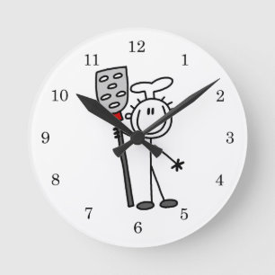 Chef With Spatula Round Clock