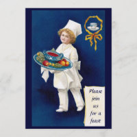 Chef with Tureen of Soup and Fruit Thanksgiving