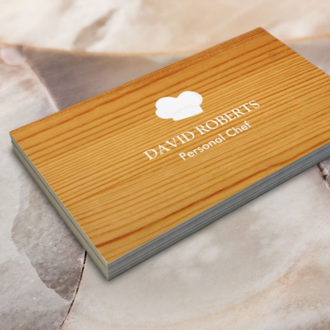 Chef Wood Background Professional Catering Business Card (Creator Uploaded)