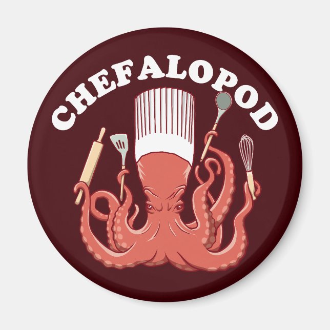 Chefalopod | Octopus Chef Funny Pun Magnet (Front)