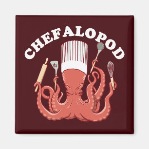 Chefalopod Octopus Chef Funny Pun Magnet